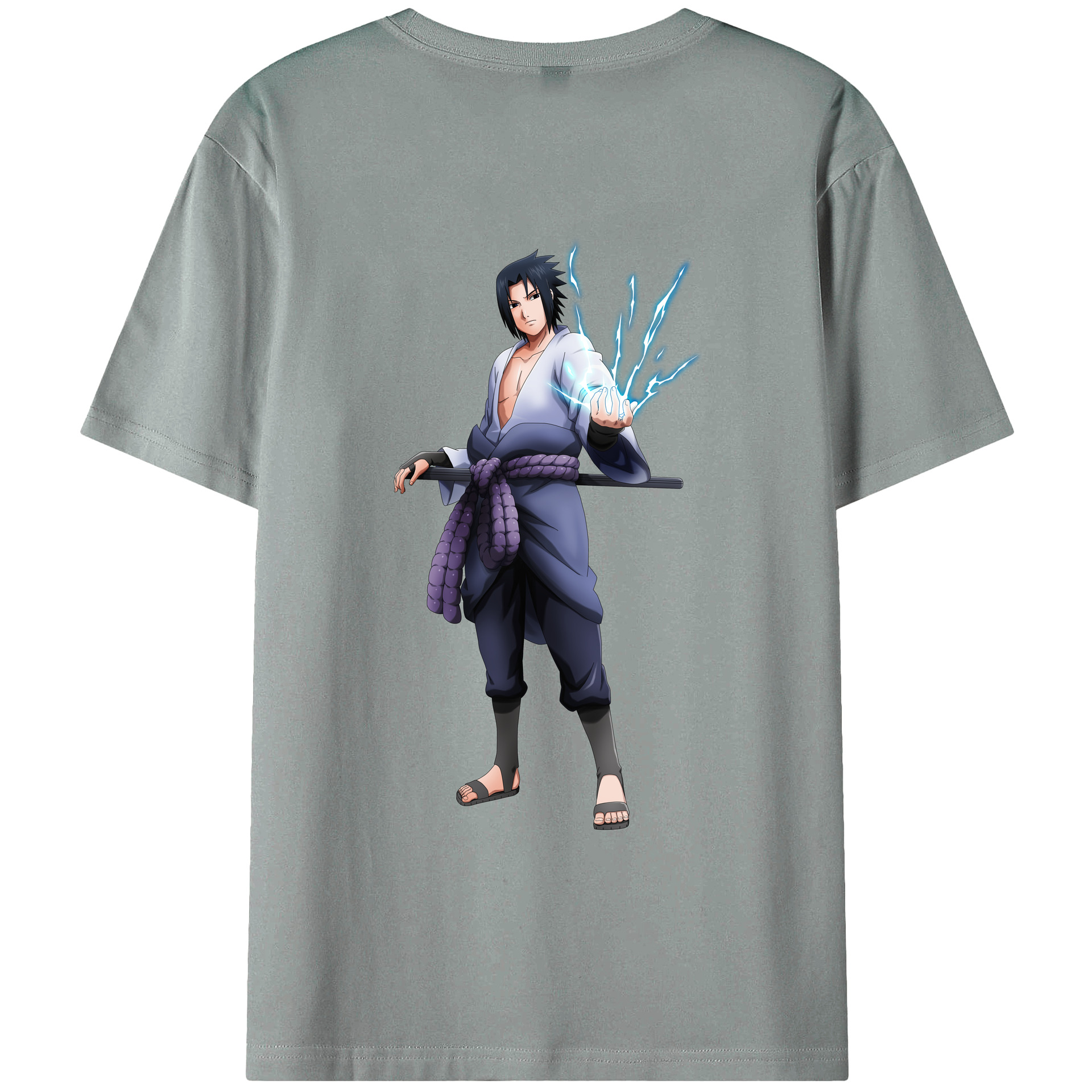 （画像用） NARUTO -ナルト- うちは サスケ Uchiha Sasuke 綿100％ メンズ半袖Tシャツ（バックプリント） 通気性